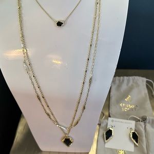 Kendra Scott set of Tessa miniature pendant, long double strand, & drop earrings